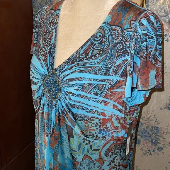 ❌DONATED❌Apt 9 Silky Paisley Top - Picture 3 of 7